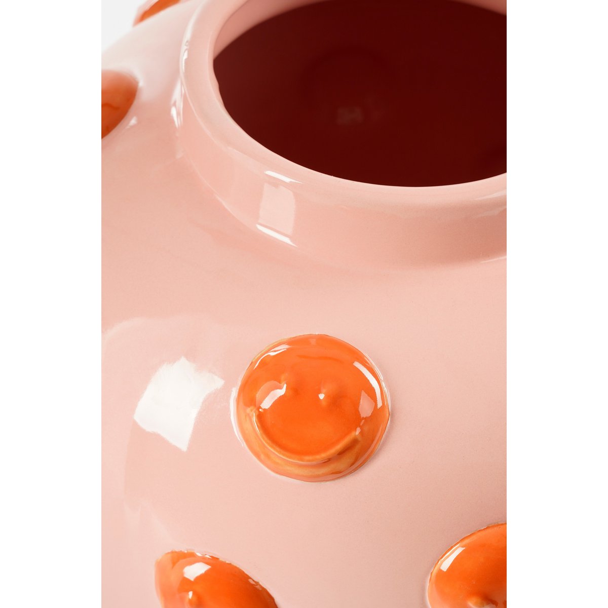 Smiley Vase - H33 x Ø30 cm - Ceramic - Light pink, Orange
