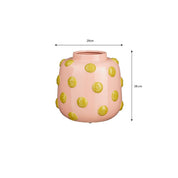 Smiley Vase - H28 x Ø29 cm - Ceramic - Light pink, ocher