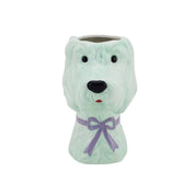 Vaas -bloemen vaashond - mint/ lilac- 13x14x21cm