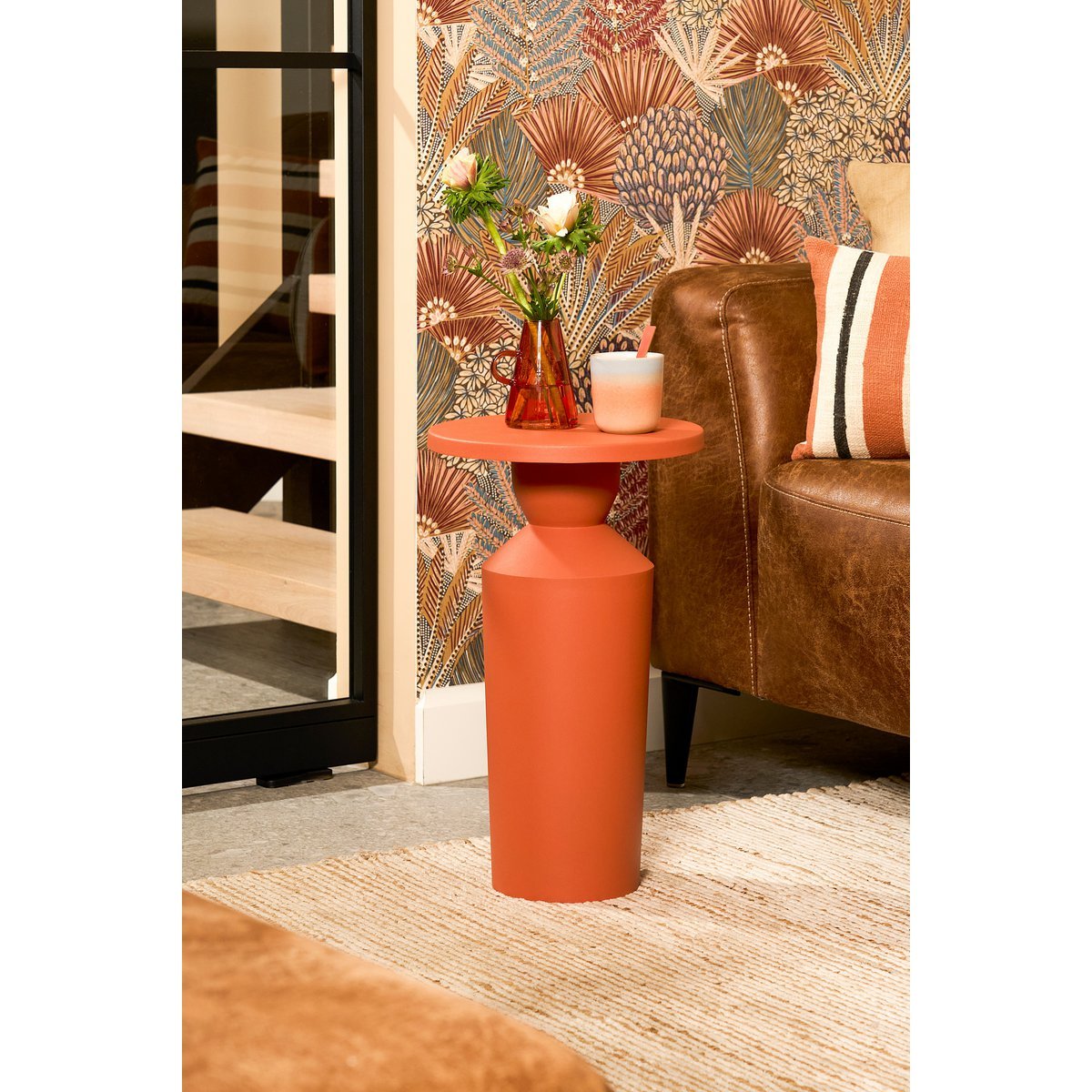 Feroza side table - H51 x Ø30 cm - Metal - Orange
