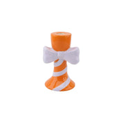 Kaarsenhouder - strepen met boog - dolomiet - oranje/lila - 9x8x14cm
