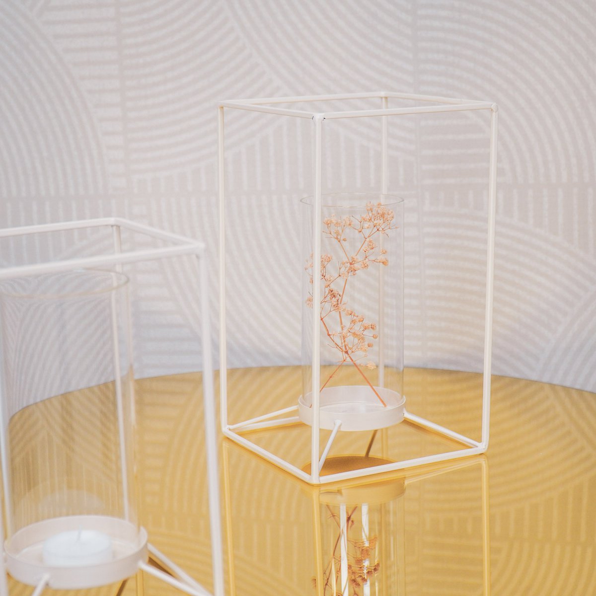 Lantern - Metal/Glass - White - 12.5x12.5x20cm