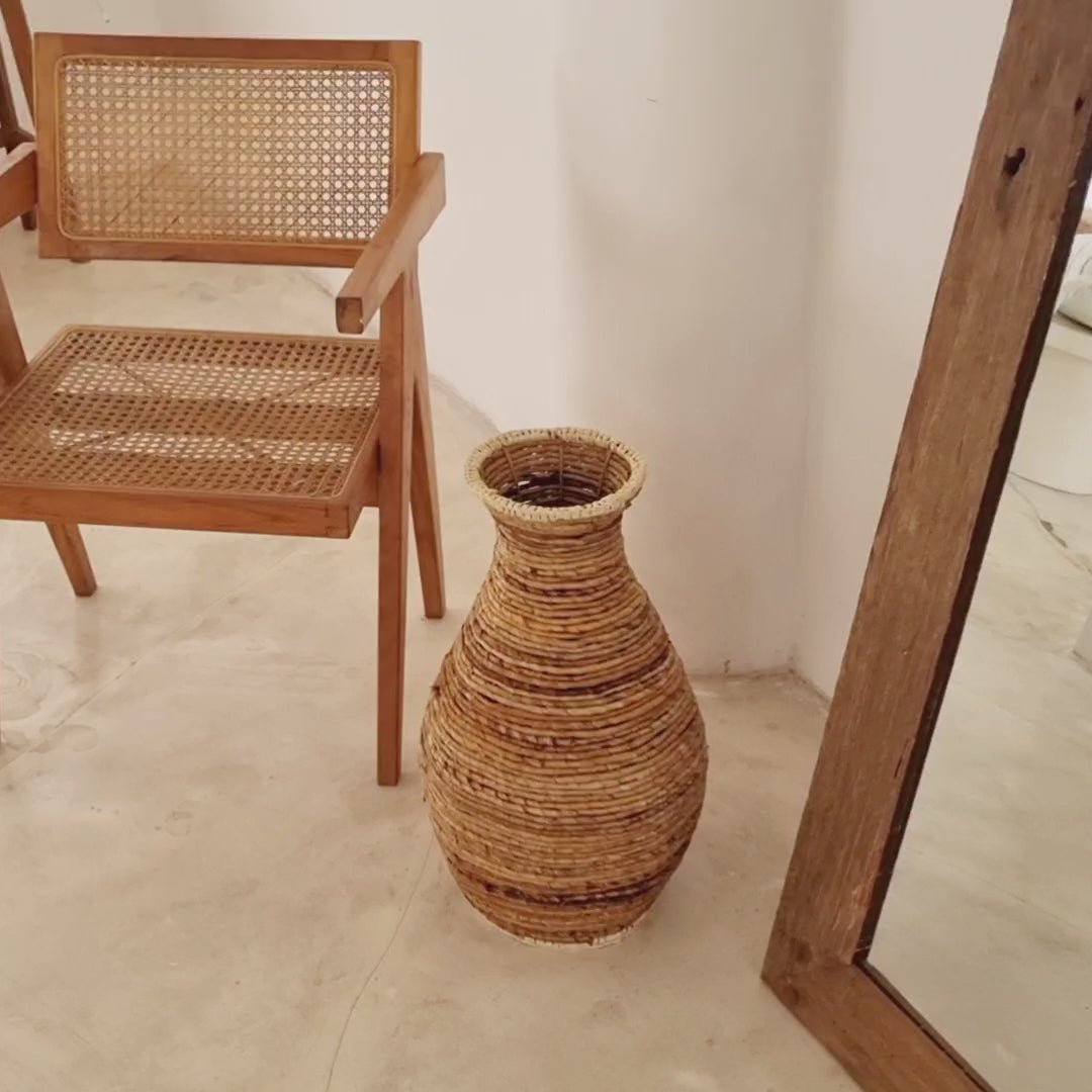 Grote raffia Vaas