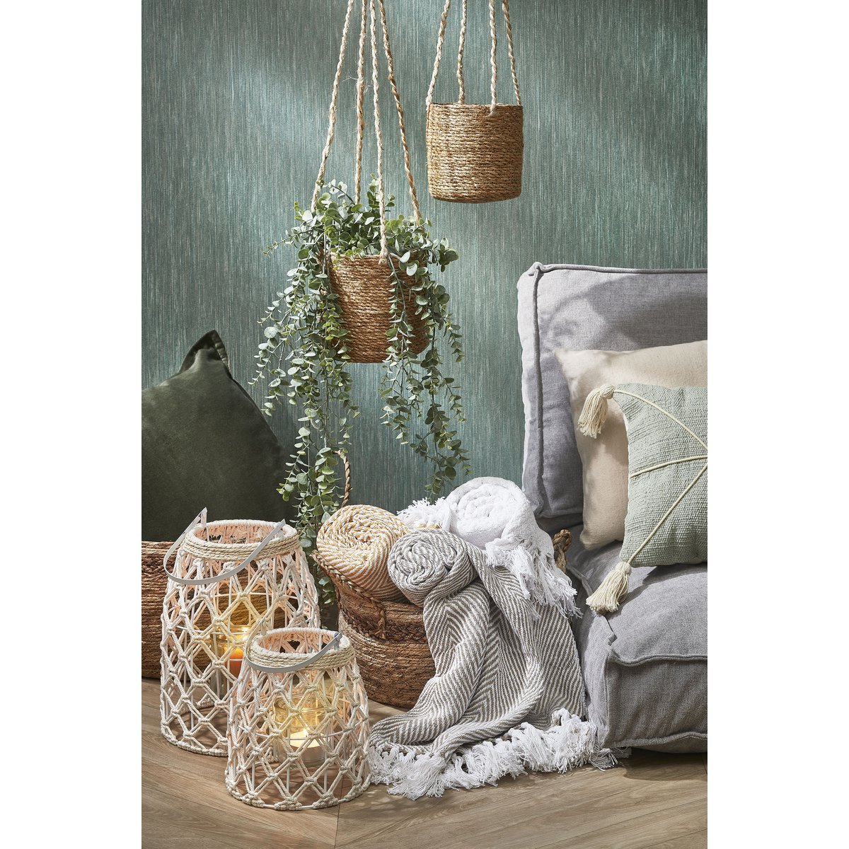 Atlantic Plant Basket - Set of 2 - H16 x Ø16 cm - Light brown