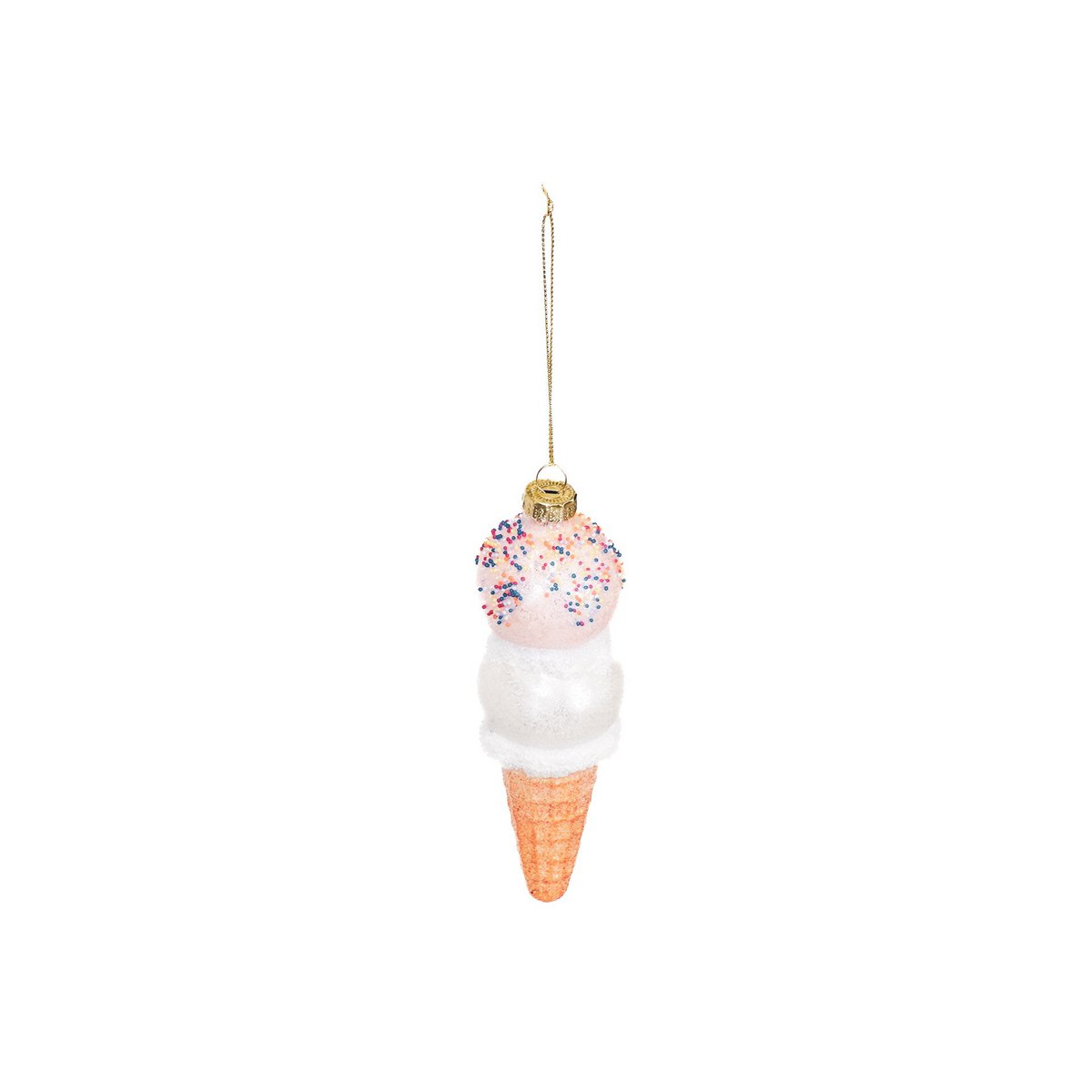 Christmas ornament - Ice cream - Glass - Pink/White - 5x15cm
