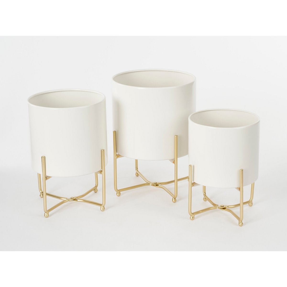 Aries Flower Pot on Stand - Set of 3 - H32 x Ø24 cm - White