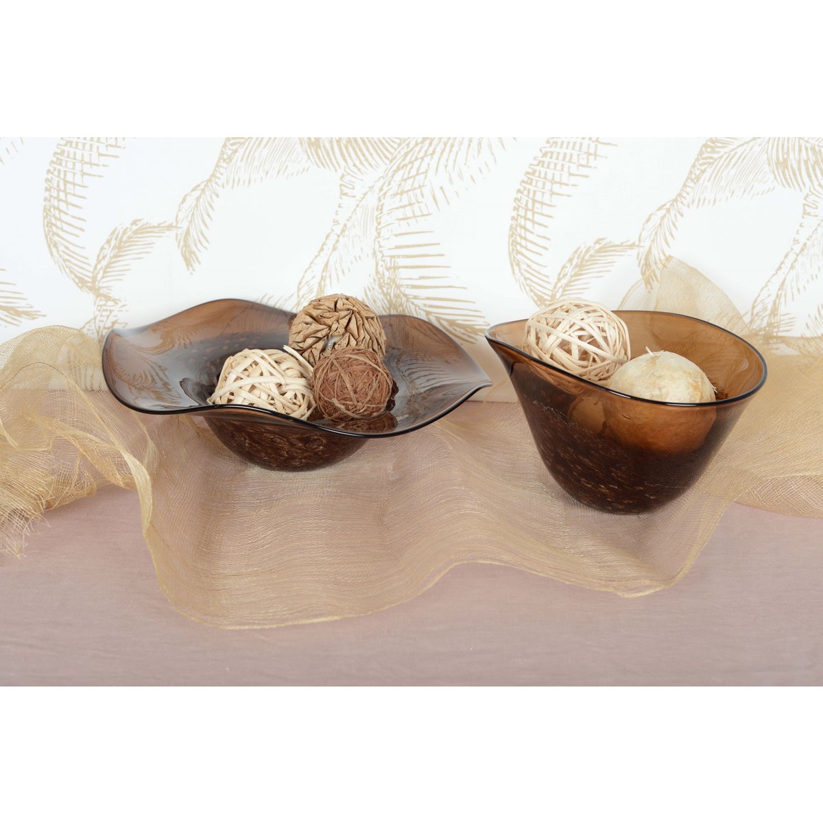 Glass Brown Decorative tray 29x21x17cm 