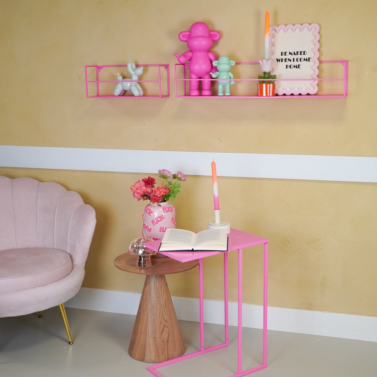 Wall shelf - Metal - Neon Pink - Set of 2 
