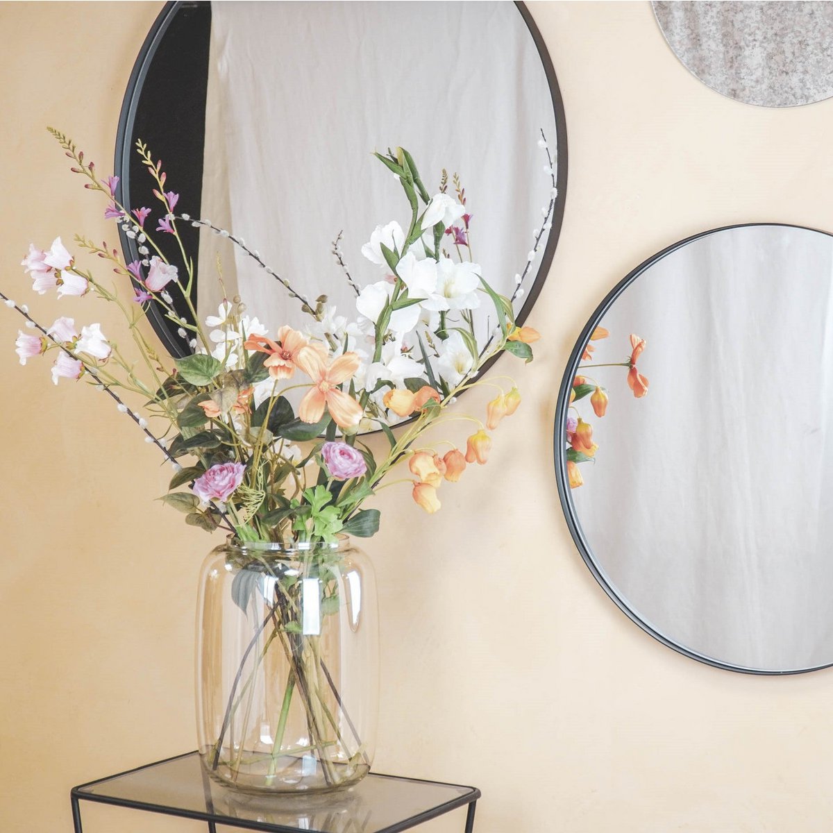Mirror - Round - Metal - Black - 60x3x60cm