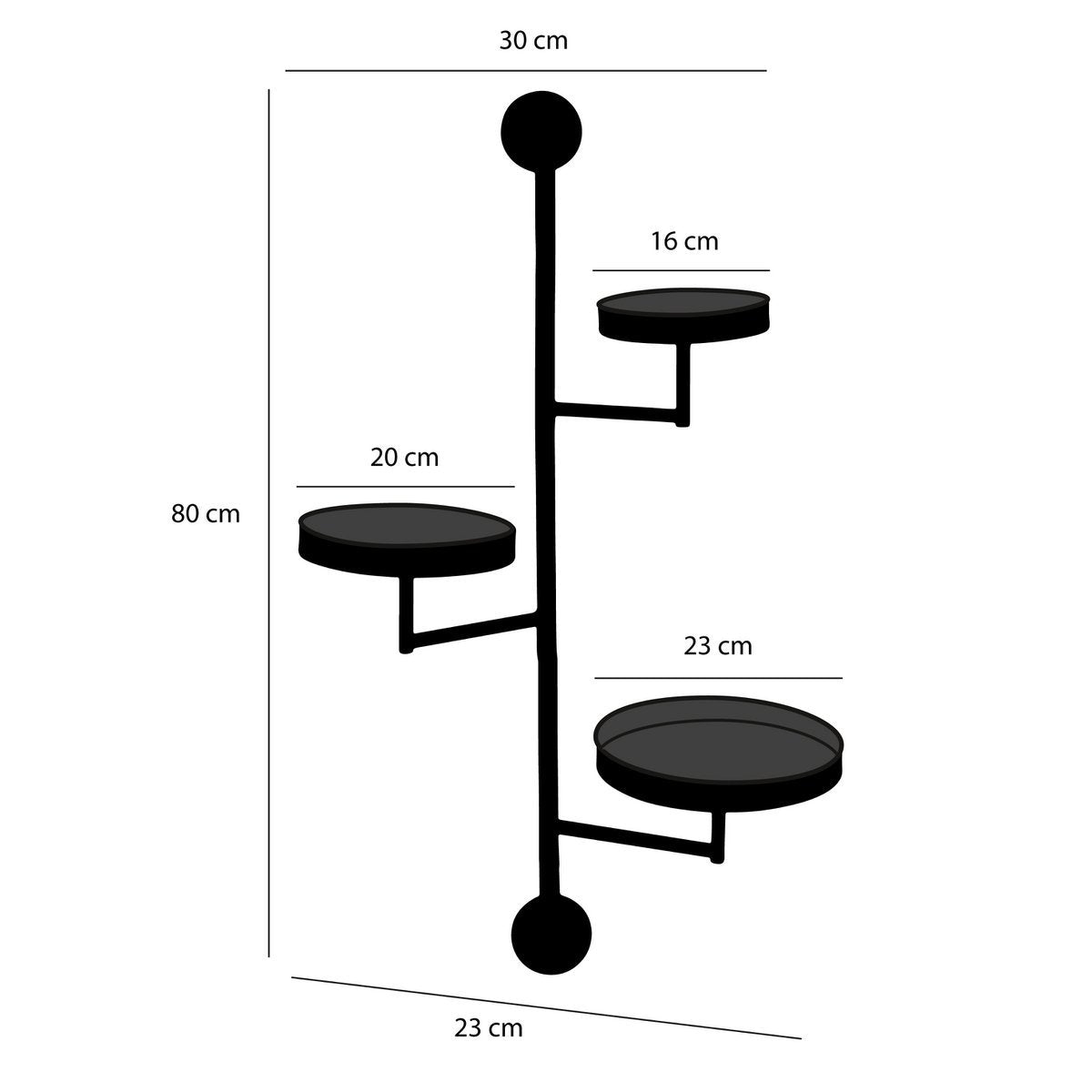 Perry Wall rack - L30 x W23 x H80 cm - Metal - Black