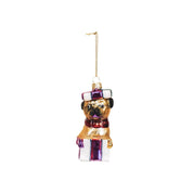 Christmas pendant - Present Dog - Glass - 4.5x4.5x10cm