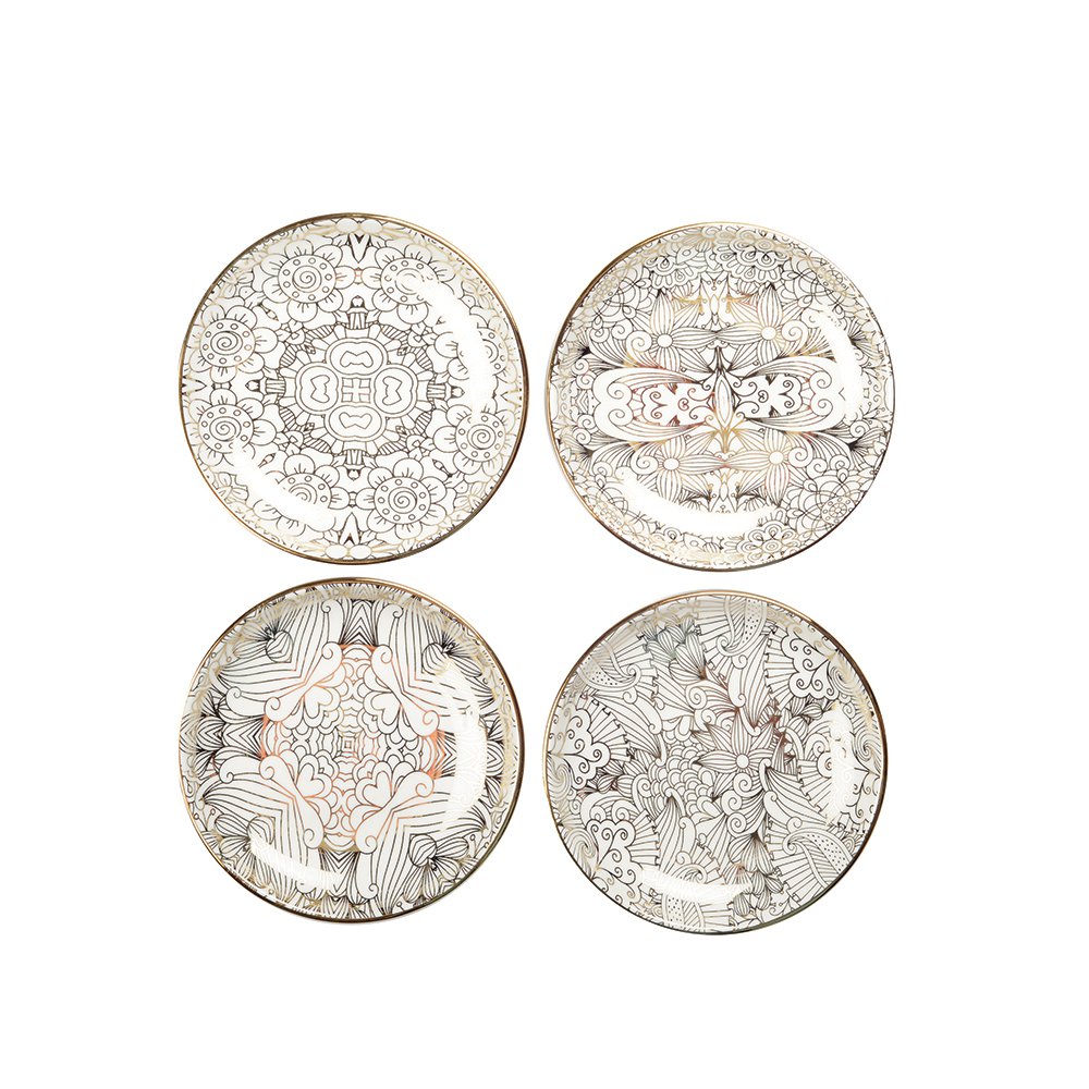Set van 4 ronde borden - 12x12x2cm