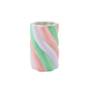Vaas - Marshmallow - Dolomite - roze/mintgroen/lila - 10x10x15cm