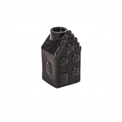 Candle holder - House - Ceramic - Black - 6x6x11cm