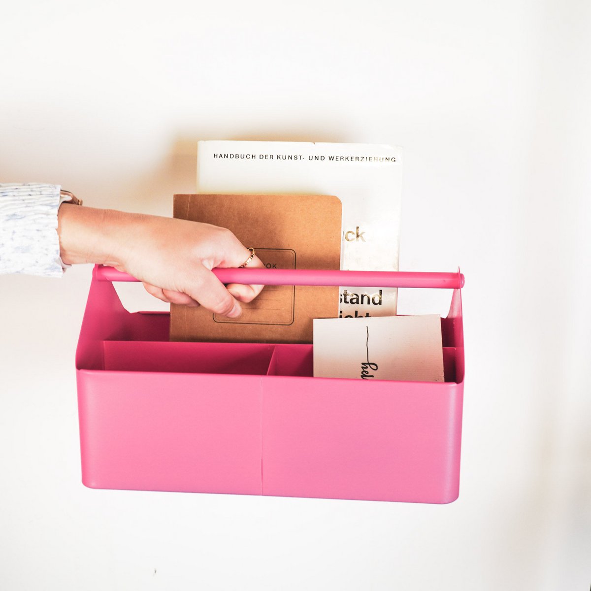Storage Box - Organizer - Metal - Neon Pink - 30x17x17cm