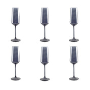 Set of 6 black champagne glasses