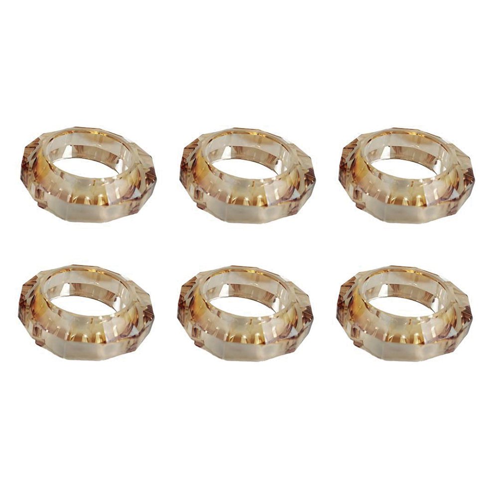 Set of 6 round napkin rings Amber Crystal