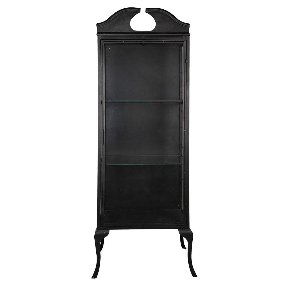 Vitrinekast Zwart, Metaal en Glas 68x43x181 cm