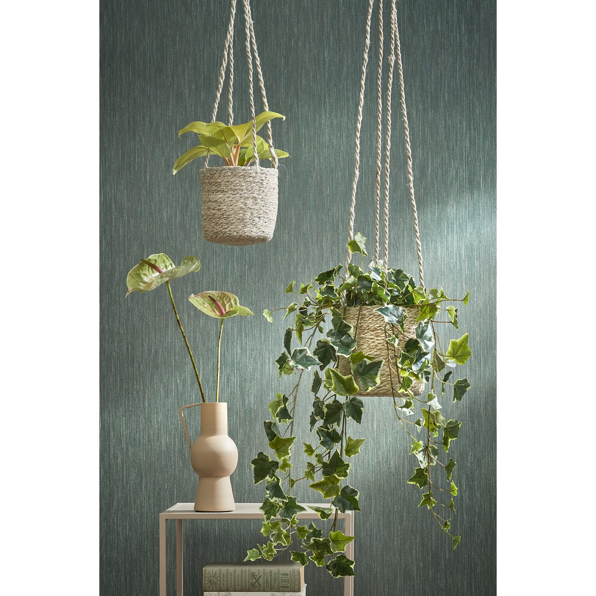 Hedera Artificial Hanging Plant - H86 cm - Green Variegated