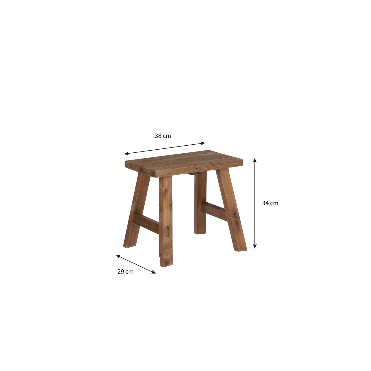 Bold Wooden Stool - L38 x W29 x H34 cm - Recycled Wood - Brown