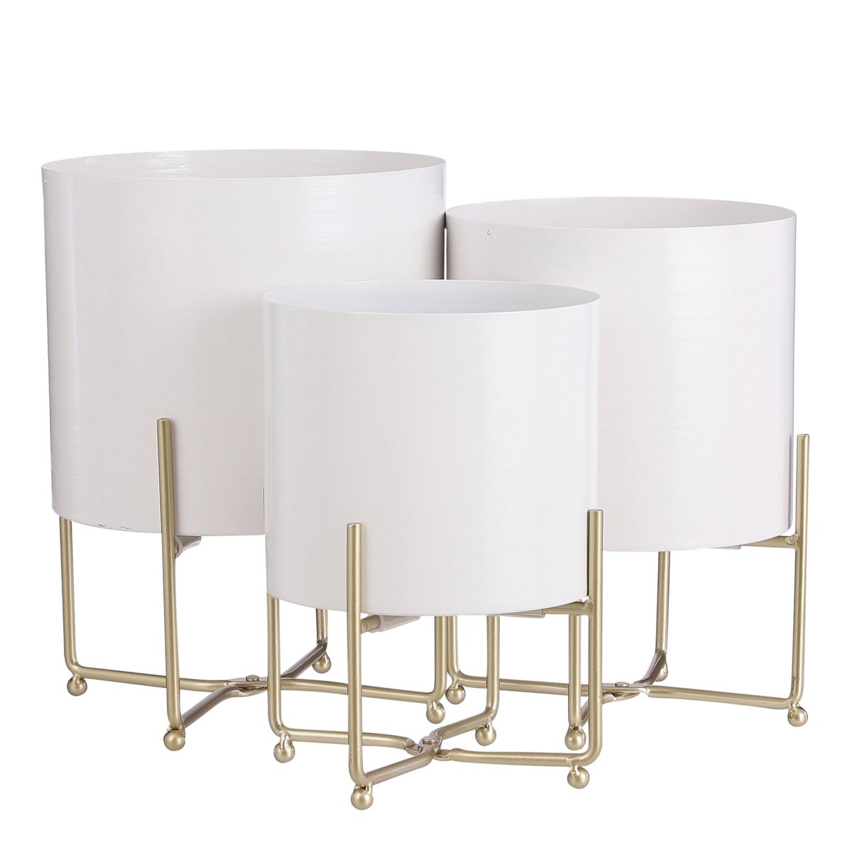 Aries Flower Pot on Stand - Set of 3 - H32 x Ø24 cm - White
