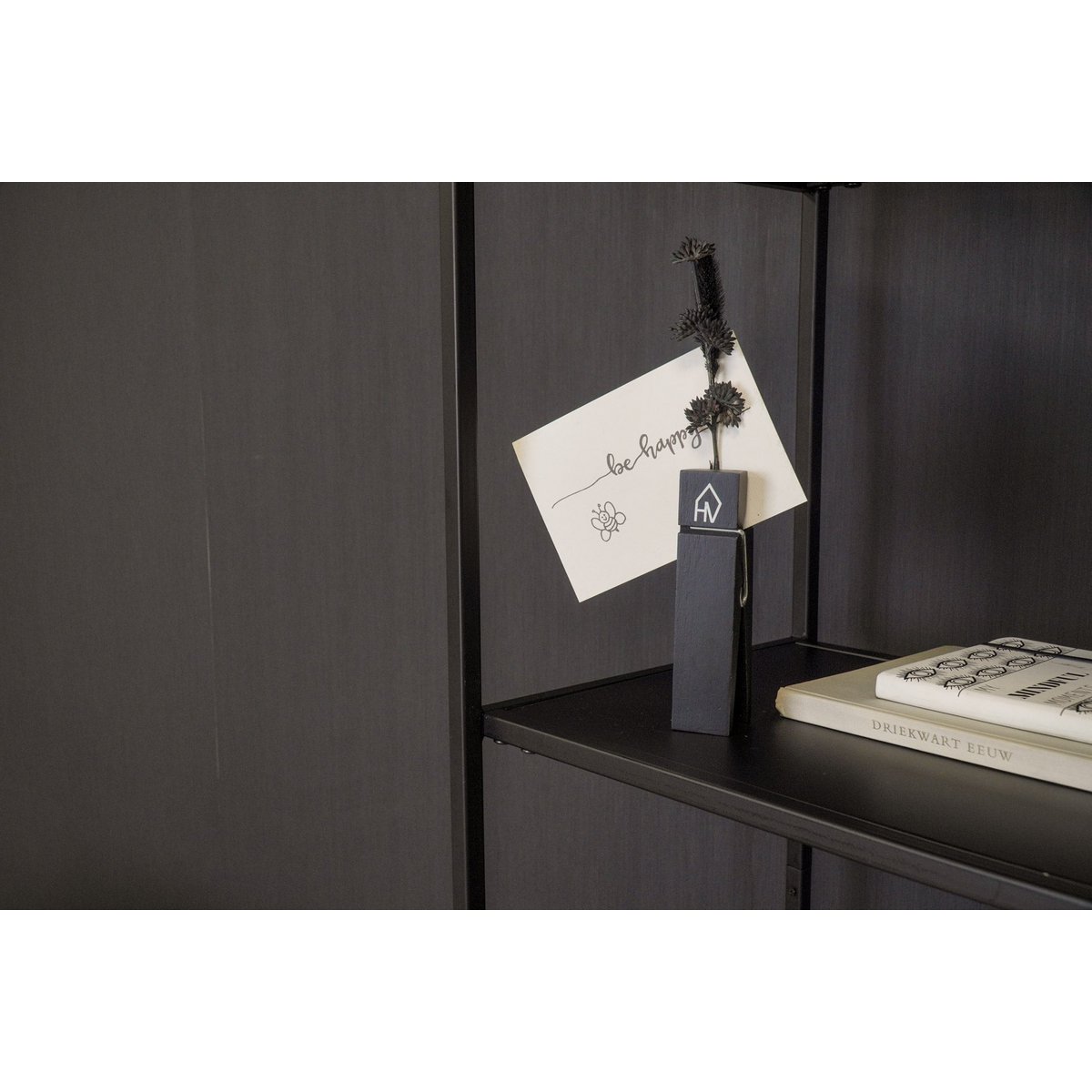 Ornament - Clip Cardholder - Wood - Black - 4x15cm 