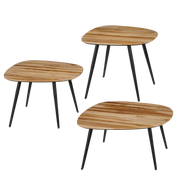 Jailey Side Table - Set of 3 - L62 x W52 x H34 cm - Recycled Wood - Brown