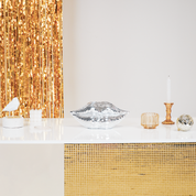 Ornament - disco -lippen - glas - zilver - 29x10x13,5 cm
