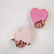 Ornament- Snoephart 'HAPPY'- Lichtroze- 13x4x11,5cm