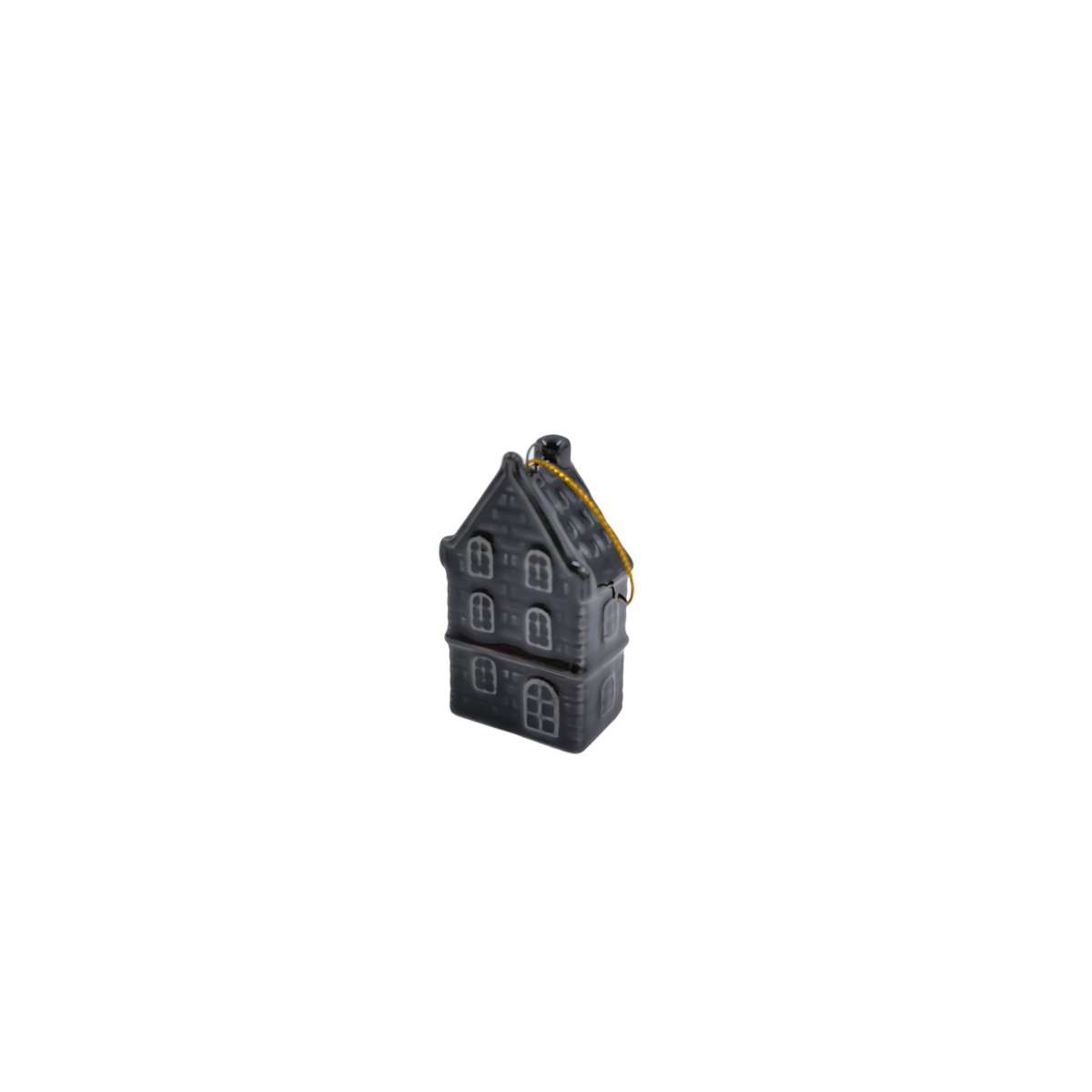 Christmas ornament - House - Ceramic - Black - 3.5x2x6.5cm