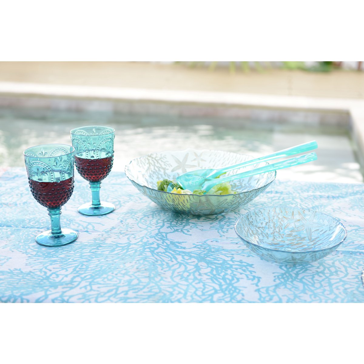 Salad Bowl in Blue Sea Glass 33x33x9cm