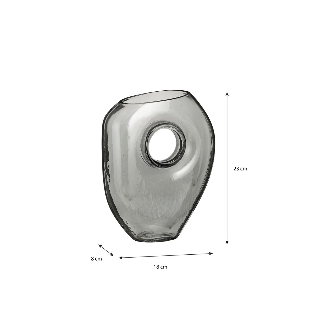 Jay Vase - L18 x W8 x H23 cm - Glass - Gray