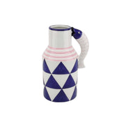 Vaas - kruik vissen - blauw/wit/roze - 14x11x21,5 cm