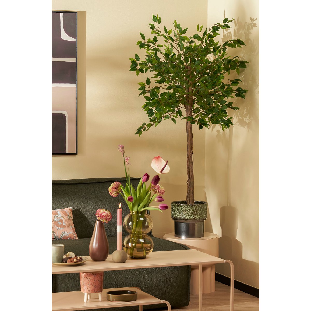 Ficus artificiel en pot - H150 x Ø50 cm - Vert