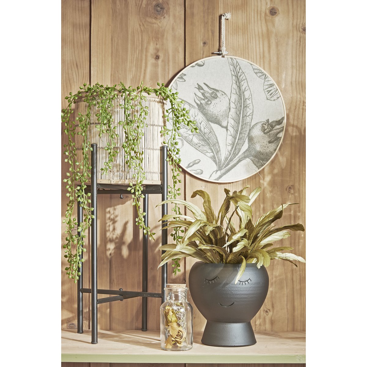 Senecio Kunsthangplant in Pot - H68 x Ø9 cm - Groen