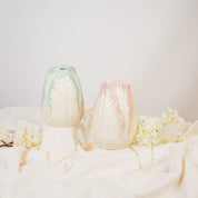 VASE-TULIP HOOFD STONEYWARE-MINT- 14X14X19CM