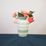 Vase - fish dolomite - mint/white/orange - 23x12.5x21cm