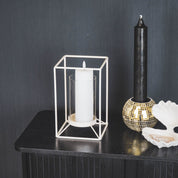 Lantern - Metal/Glass - White - 12.5x12.5x20cm