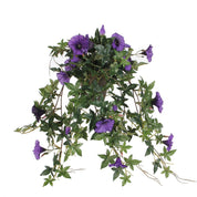 Artificial Petunia Hanging Plant in Stan Flower Pot - L25 x W45 x H50 cm - Dark Purple