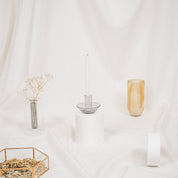 Candle holder - Glass - Gray - 9.5x9.5x7cm