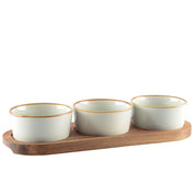 Aperitif Set of 3 Cups on a Wooden Tray 29x10x5.1cm