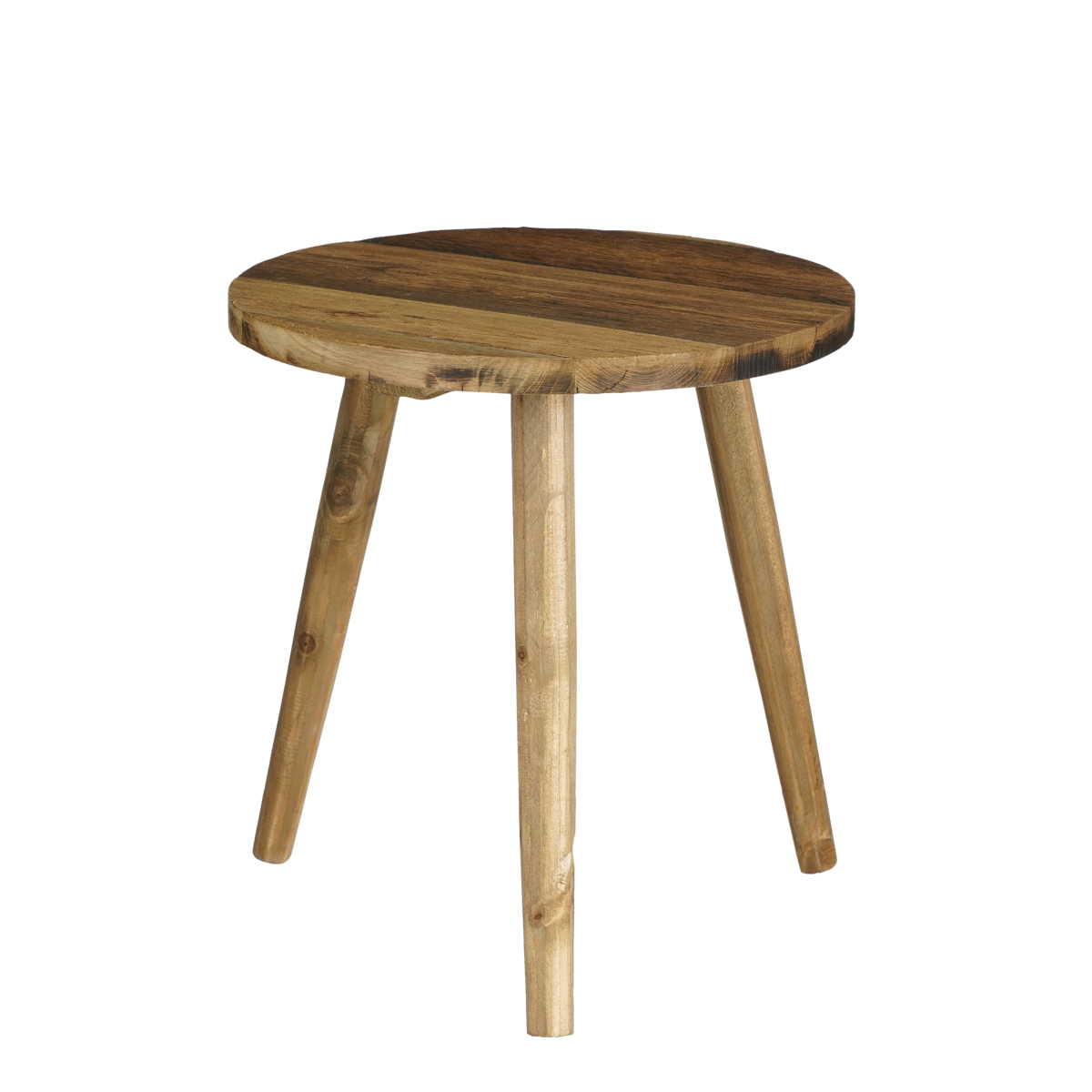 Bold Side Table - H36 x Ø33 cm - Recycled Wood - Brown