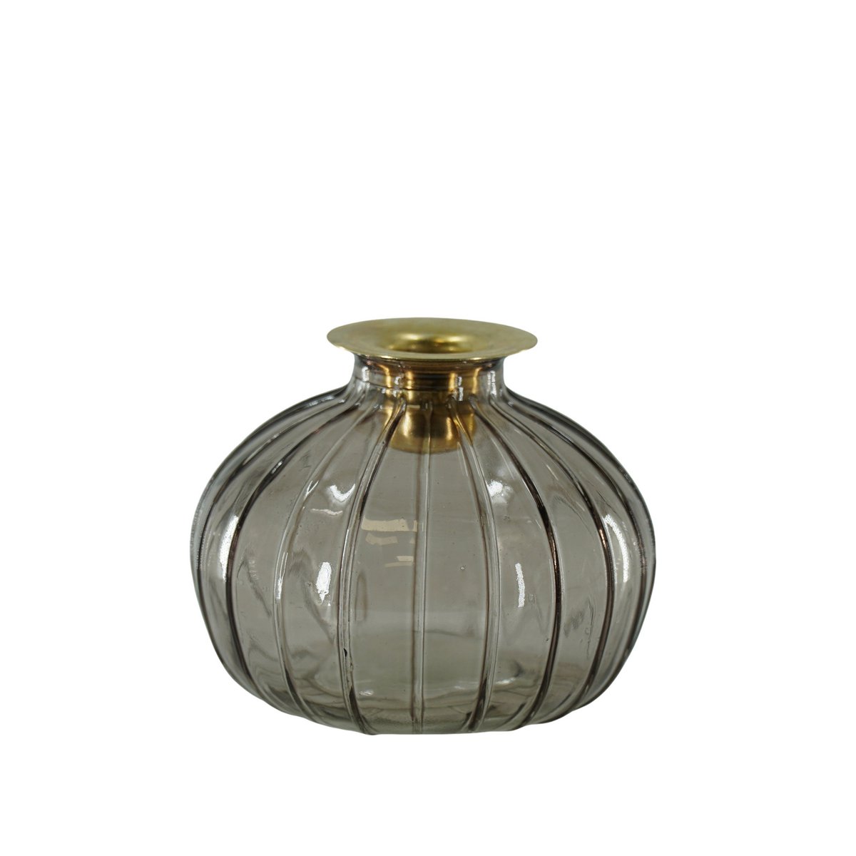 Kandelaar- Fles - Verre/Métal- Bruin/Goud- 11x11x8,5cm