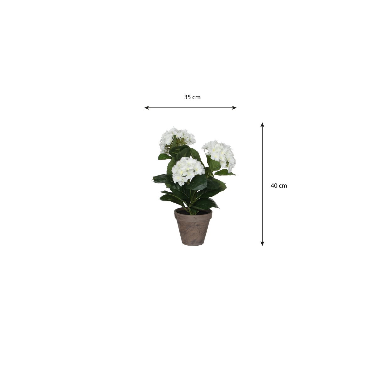 Kunsthortensia in bloempot Stan - H40 x Ø35 cm - Wit
