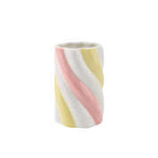 Vaas - Marshmellow - Dolomite - Geel/ roze/ wit - 10x10x15cm