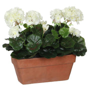 Künstliche Geranie im Balkonkasten - L29 x B13 x H40 cm - Weiß