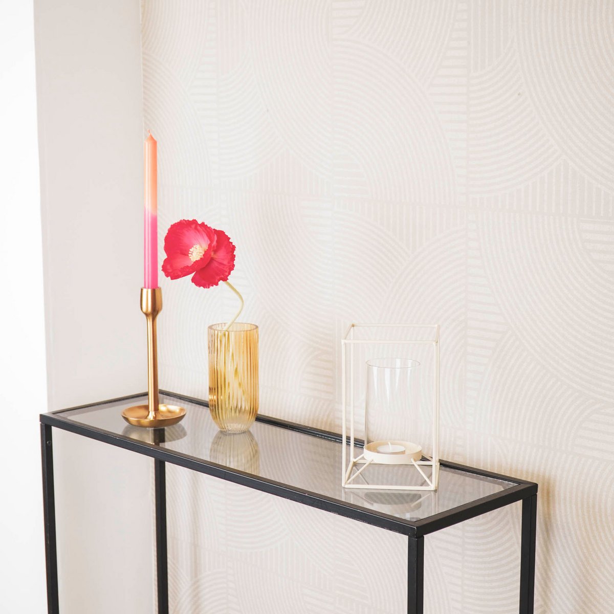 Lantern - Metal/Glass - White - 12.5x12.5x20cm