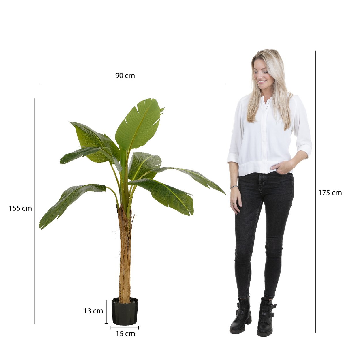 Artificial Banana Tree in Pot - H155 x Ø90 cm - Green