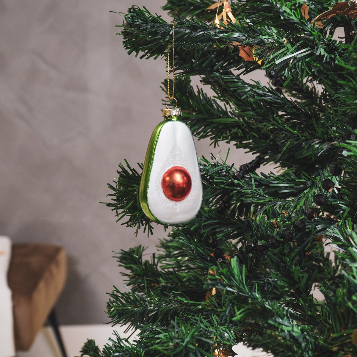 Christmas pendant - Avocado - Glass - Green - 5.5x4x9.5 cm