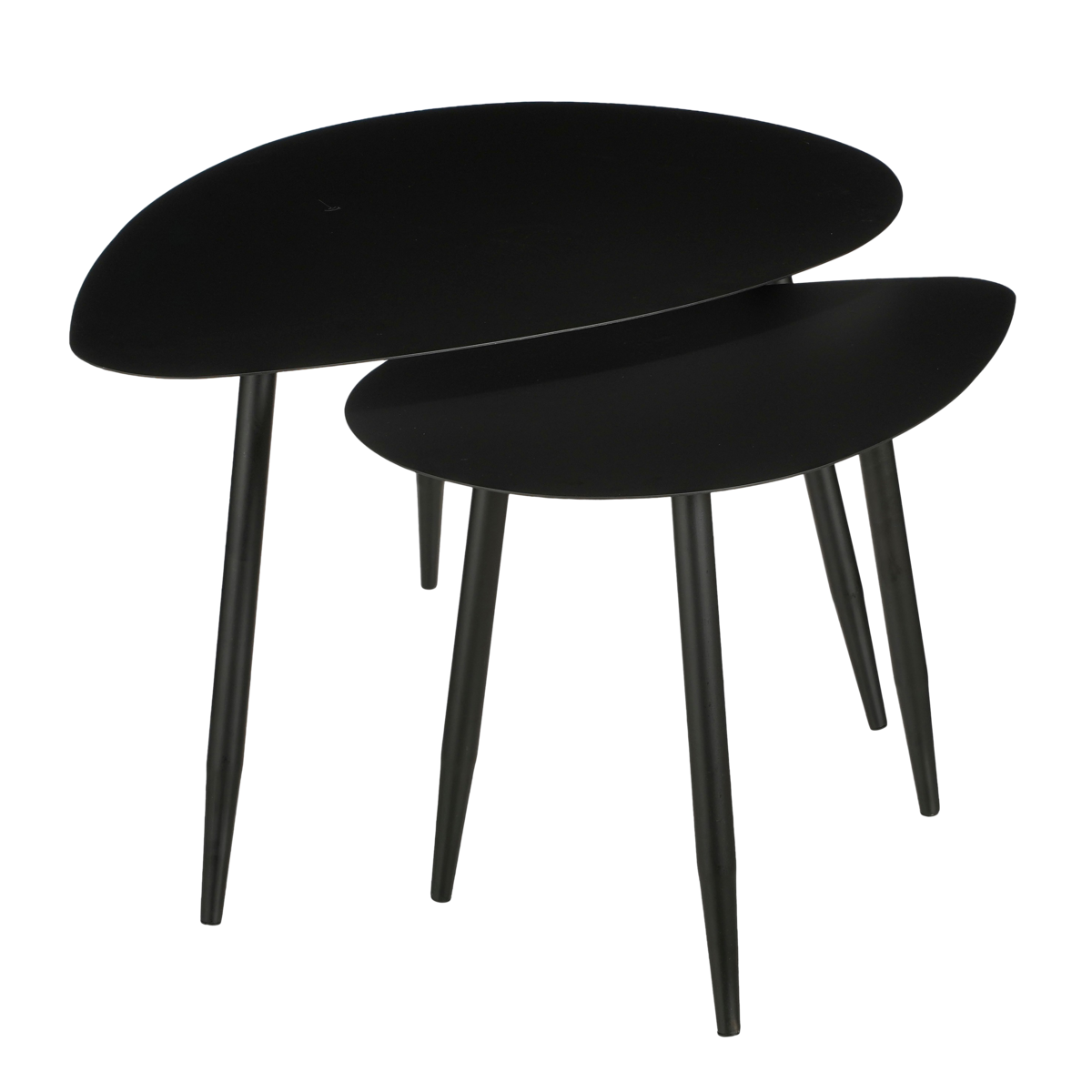 Side table - Set of 2 - L80 x W60 x H47 cm - Metal - Black